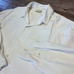 Young LA Button Up Shirt Men Large Ivory Long Sleeve Casual Stretch Soft